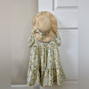 Shabby Chic 3T Floral Dress with Straw Hat New with Tags
